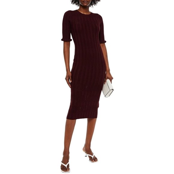 JOIE Dendra Rib-Knit Midi Sweater Dress in Rhubarb - NWT - Medium - Picture 1 of 6